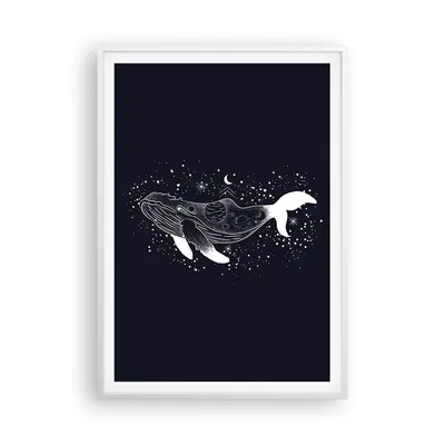 Produktbild von Gerahmtes Poster - Weißer Rahmen - Wal Schwarzweiß Grafik - 70x100 cm - Wand Bild - Wanddeko - Wandbilder - Kunstposter - Wandposter - Bilderrahmen - Bilder - Kunstdruck - P2WPA70x100-4870