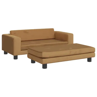 Produktbild von vidaXL Kindersofa mit Hocker Braun 100x50x30 cm Samt