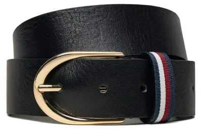 Image de Ceinture pour femmes Tommy Hilfiger, modèle décontracté, largeur de 3,5 cm, en cuir, couleur noire, longueur 80 cm
