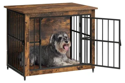 Produktbild von Hundebox-Möbel für den Innenbereich bis 20 kg mit 2 Türen | Vintage braun | 82x55x64 cm