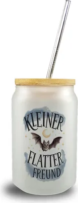 Produktbild von Kleiner Flatterfreund Fledermaus Trinkglas mit Bambusdeckel