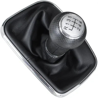 Produktbild von VW Golf IV 97-03 Silberner Schaltknauf + Schaltmanschette mit Chromrahmen, 6-Gang, 23-mm-Loch