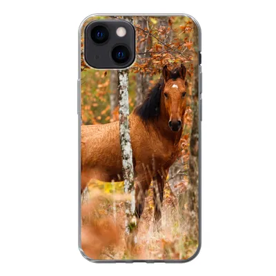 Produktbild von MuchoWow® Handyhülle Schutzhülle Hülle für iPhone 13 Pferd - Wald - Braun Silikon Softcase Handy Hülle - Karteninhaber