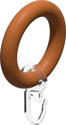 Produktbild von Interdeco Gardinenringe / Rundringe mit Faltenhaken für Gardinenstangen mit 20 mm Ø Kirschbaum lackiert, Pack. 10 Stück