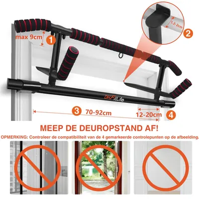 Image de Barre de traction réglable de 70 à 92 cm, incluant un accessoire de suspension, pour cadres de porte
