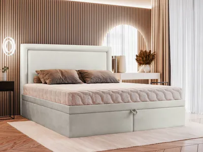 Produktbild von VALLH Polsterbett Bett 140x200 mit Matratze Grau Samt - Kontinentalbett mit lattenrost (Hanna Piano 13)