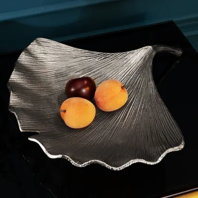 Produktbild von riess-ambiente Dekorative Schale GINKGO 45cm silber Metall Dekoration Deko Schmuckablage