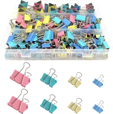 Produktbild von Multifunktionelle Papierklammern, 170 Stück, 15 mm/19 mm/25 mm/32 mm, farbig, für Schule und Büro.