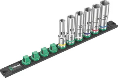 Produktbild von Nuss-Magnetleiste C Deep 1 Steckschlüsseleinsatz-Satz 1/2" (schwarz/grün, 6?teilig)