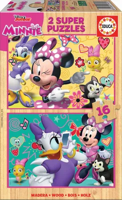 Imagen del producto de Educa Borras - Puzzle de madera de Disney, Minnie y sus Amigas, 2 x 16 piezas