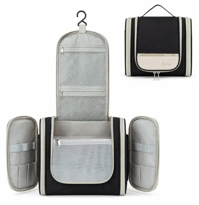 Immagine prodotto di Solidchoice - Elegante borsa da toilette grande per donna, con gancio, in nero