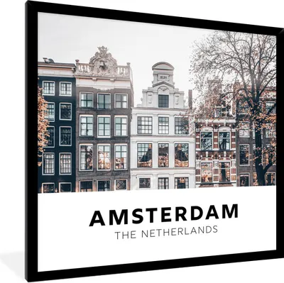 Produktbild von MuchoWow® Gerahmtes Poster Amsterdam - Niederlande - Huizen 40x40 cm - Poster mit Schwarzem Bilderrahmen Wandposter Rahmen Foto Bilder - Mit Rahmen - Wanddekoration Schlafzimmer
