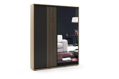 Produktbild von MILO Kleiderschrank mit Schiebetüren und Spiegel – 230 × 62 × 215 cm