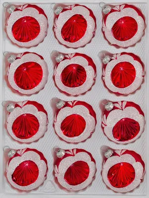 Produktbild von 12 tlg. Glas-Weihnachtskugeln Set in Hochglanz Vintage Rot