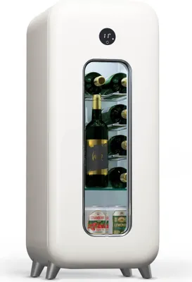 Obrázek produktu pro Klarstein volně stojící 1zónová vinotéka, malá vinotéka, malá vinotéka se skleněnými dvířky, vnitřní/vnější vinotéka, vinotéka, 15 lahví