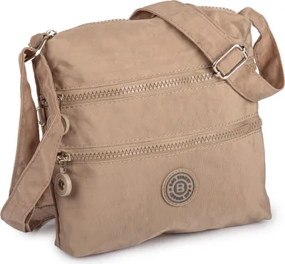 Produktbild von Bag Street Rechteckige, leichte Damentasche Klein aus Kreppstoff Crinkle Nylon, beige