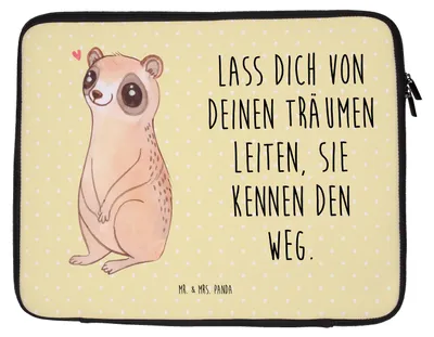 Produktbild von Mr. & Mrs. Panda Laptop Sleeve Plumplori Glücklich 27 x 36 cm - Gelb Pastell - Geschenk, Tasche, Notebook, Laptoptasche, Lustige Sprüche, Notebooktasche, Niedlich, Case