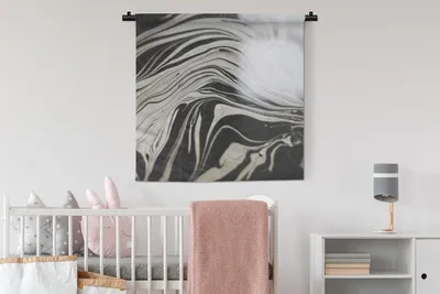 Produktbild von MuchoWow® Wandteppich Wandbehang Marmor - Weiß - Schwarz 90x90 cm Tapisserie Dekoration Wandtuch - Wandaufhänger