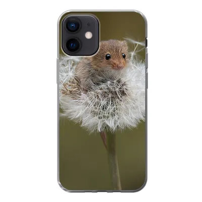 Produktbild von MuchoWow® Handyhülle Schutzhülle Hülle für iPhone 12 Maus - Jung - Blumen Silikon Softcase Handy Hülle - Schutzhülle