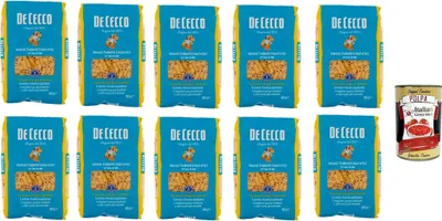 Produktbild von De Cecco Mezzi Tubetti Lisci N°63, 100% Italienisch Pasta Nudeln 10x 500g + Italian Gourmet Polpa 400g