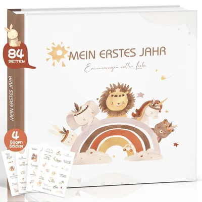 Produktbild von Babyalbum Mein erstes Jahr Erinnerungsbuch mit Stickern Geschenk zur Geburt