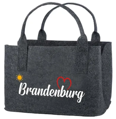 Immagine prodotto di Gilde Tasche, rechteckig, "Brandenburg", Herzmotiv, Schriftzug, Filz, grau, VE 4, L. 26 cm, B. 40 cm, H. 25 cm 44595 4063387445952