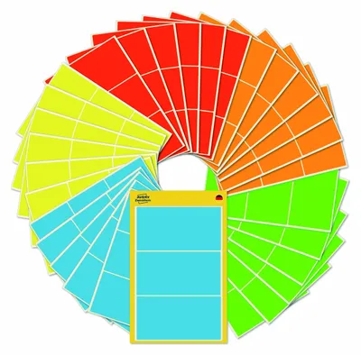 Produktbild von Avery Zweckform 51046, Farbige Etiketten, 98 x 51 mm, 90 Etiketten / 30 Bögen, Blau, Gelb, neongrün, neonorange, neonrot
