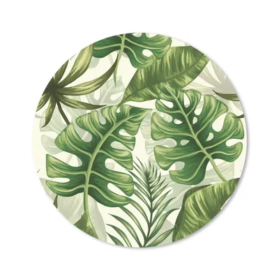 Produktbild von MuchoWow® Mauspad Mousepad Monstera - Illustration - Weiß - Mädchen - Kinder - Jungen 20x20 cm - Mousepads - Maus Mat - Pad - Mausunterlage - Schreibtischmatte