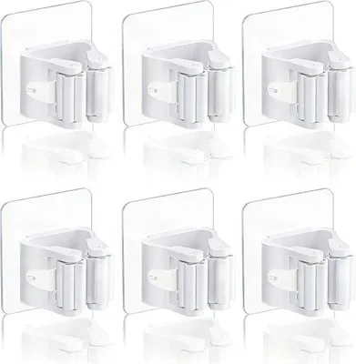 Produktbild von 6 Stück Wandbesenhalter, Wandbesenhalter ohne Bohren, für Küche, Bad, Garten, Garage