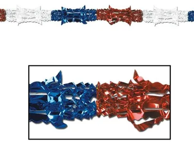Produktbild von Metallic Girlande rot, blau, weiss