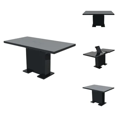 Image de vidaXL Table extensible, finition noir brillant - Tables de salle à manger