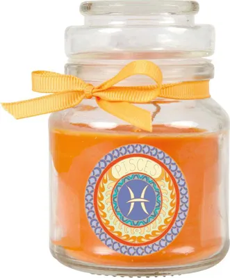 Immagine prodotto di HS Candle Candela profumata "Zodiac" in barattolo di caramelle ( Pesci ) - molti motivi a scelta, 120g - durata di combustione fino a 30 ore - Pesci