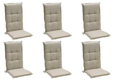 Produktbild von Gartenstuhlauflagen - Creme - Hochlehner - mit Stehsaum - 6er Set