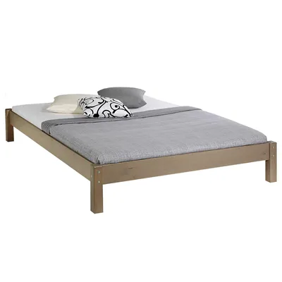 Produktbild von Futonbett TAIFUN aus massiver Kiefer in taupe, schönes Bett in 140 x 190 cm, praktisches Bettgestell mit Holzfüße