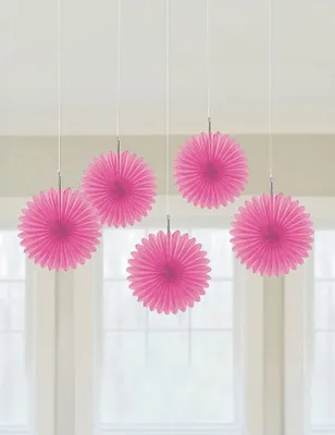 Obrázek produktu pro Rozeta závěsná dekorace stropní dekorace 5 kusů růžová 15cm - jedna velikost
