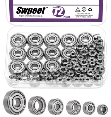 Image de Assortiment de 72 roulements à billes de 6 tailles différentes : 693ZZ, 623ZZ, 624ZZ, 685ZZ, 687ZZ, 627ZZ