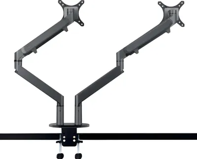 Produktbild von HAGOR Tischhalterung für Monitor - Schwarz - Höhenverstellbar - 2 Unterstützte(r) Display(s)Bildschirmgröße: 38,1 cm bis 68,6 cm (27 Zoll) - max. 9 kg Traglast - 75 x 75, 100 x 100 - VESA-Wandhalterungsnorm