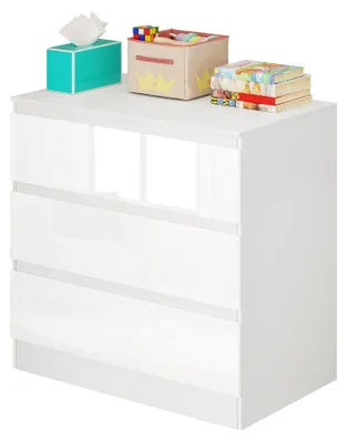Produktbild von Kommode mit 3 Schubladen Hochglanz weiß | Weiß | 80x48x78 cm