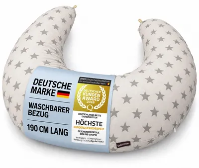 Produktbild von SMOOTHY Seitenschläferkissen & Stillkissen 155x30 cm mit Mikroperlen – waschbarer 100% Baumwollbezug, Schwangerschaftskissen (Weiß Gepunktet)