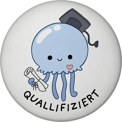 Produktbild von Jelly & Friends Qualle Magnet mit Flaschenöffner rund mit Spruch Quallifiziert