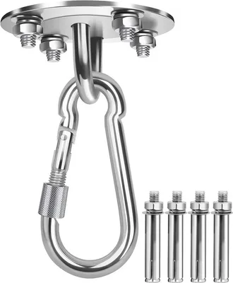 Immagine prodotto di Gancio a soffitto Jopassy per sedia sospesa 450kg ganci in acciaio inox per impieghi gravosi Adatto come supporto a soffitto per asciugamano yoga e sacco da boxe altalena sedile tenda