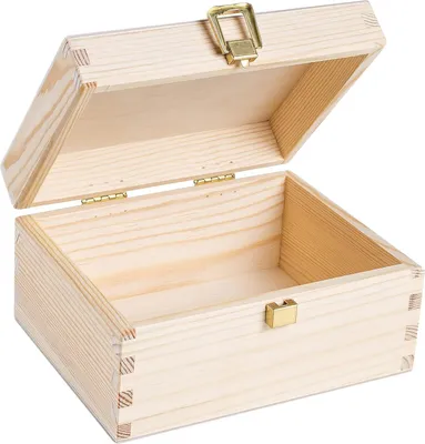 Image de Creative Deco Boîte en Bois Non Peinte avec Fermoir - 21,4 x 13,8 x 10 cm +/-1cm