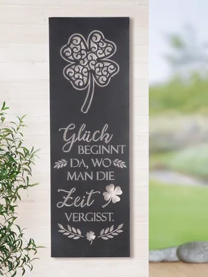Produktbild von Gilde Wandrelief, rechteckig, "Glück", Spruch, Metall, grau, VE 2, L. 3 cm, B. 30 cm, H. 90 cm 69584/Abverkauf nur solange Vorrat reicht