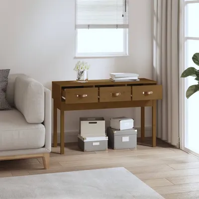 Immagine prodotto di vidaXL Tavolo consolle marrone miele 114x40x75 cm pino massiccio - Tavolo consolle - Tavoli consolle - Consolle - Tavolo