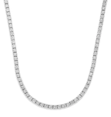 Produktbild von 9NB-1633-R – Silberne Tennis-Halskette – Mit weißen Zirkonia-Steinen (3 mm) – Silberfarben – 925er Silber – 40+5 cm