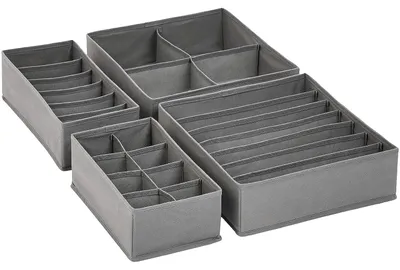 Productafbeelding van Amazon Basics ladeorganizer voor ondergoed, 4 stuks, grijs