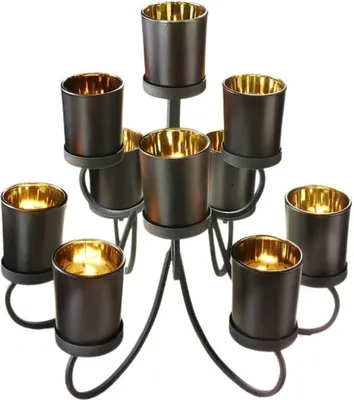 Produktbild von Teelichthalter 10-flammig aus Metall Kerzenhalter Teelicht Kerzen Ständer