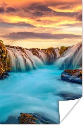 Produktbild von MuchoWow® Poster Wasserfall - Landschaft - Wolken - Natur 120x180 cm - Kunstposter