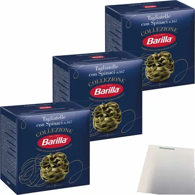 Produktbild von Barilla Nudeln, Tagliatelle con Spinaci Bolognesi 3er Pack (3x500g Packung) + usy Block