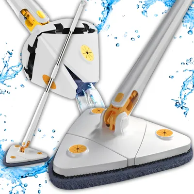 Produktbild von Wischmopp, Dreiecksmopp | Reinigungsmopp| Bodenwischer Mikrofaser 360° Teleskop Drehmopp | für Boden, Wand, Fenster | 26 cm breite | Retoo